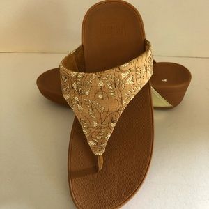 New Fitflop Lulu Mirror Cork Toe Thong SandalsSz 5